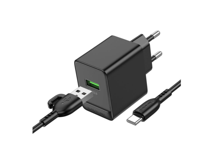 Сетевое зарядное устройство Borofone BAS11A Erudite Single Port с кабелем Type-C Черный