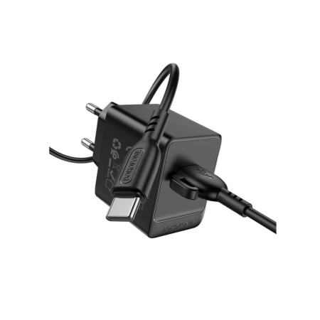 Сетевое зарядное устройство Borofone BAS11A Erudite Single Port с кабелем Type-C Черный