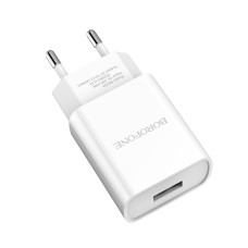 Мережеве зарядний пристрій Borofone BA20A Sharp (1USB/2.1A) з кабелем Micro White