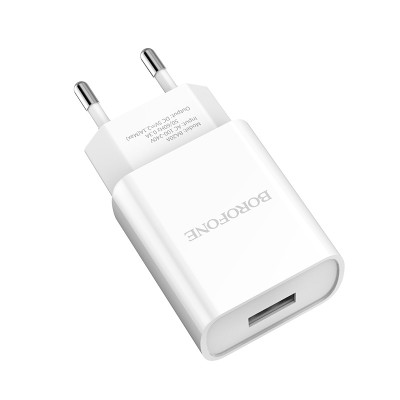Мережеве зарядний пристрій Borofone BA20A Sharp (1USB/2.1A) з кабелем Micro White