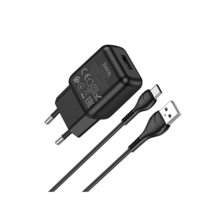 Сетевое зарядное устройство Hoco C96A (1USB/2,1A) с кабелем Type-C Черный