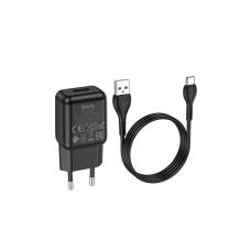 Мережеве зарядний пристрій Hoco C96A (1USB/2,1A) з кабелем Type-C чорний