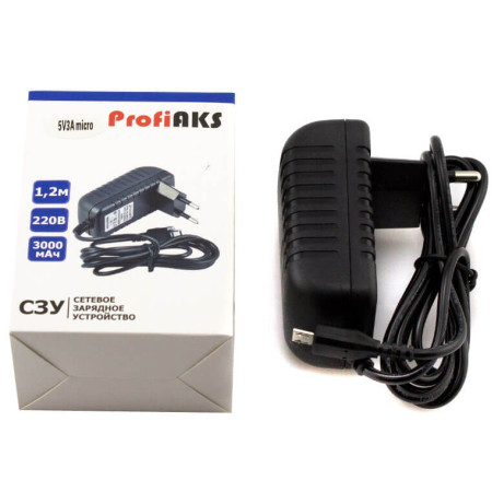 Сетевое зарядное устройство ProfiAKS Micro, (5V, 3A)