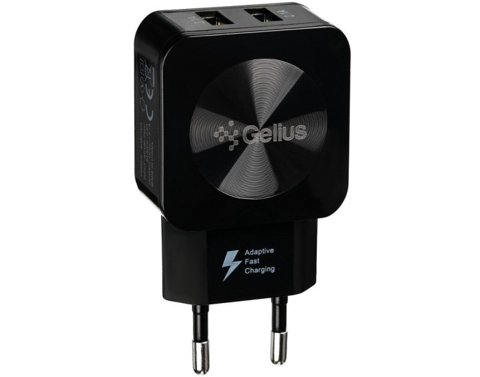 Мережеве зарядний пристрій Gelius Ultra Prime (GU-HC02 2USB) 2.1A Black