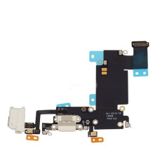 Шлейф для iPhone 6S Plus, коннектора наушников, коннектора зарядки, с микрофоном, белый (Класс B)