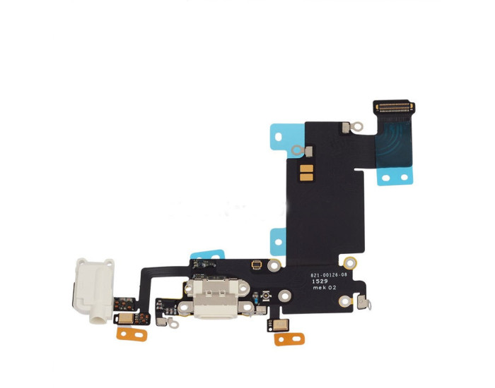 Шлейф для iPhone 6S Plus, коннектора наушников, коннектора зарядки, с микрофоном, белый