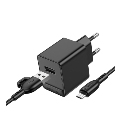 Сетевое зарядное устройство Borofone BAS11A Erudite Single Port с кабелем Micro Черный