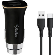 Автомобільне зарядний пристрій Gelius Pro Apollo GP-CC01 2USB 3.1A 15W + Cable Type-C Black