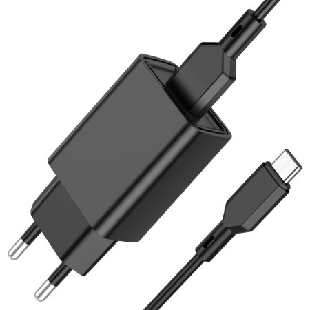 Сетевое зарядное устройство Borofone BA68A Glacier (1USB/2.1A) с кабелем Type-C Черный