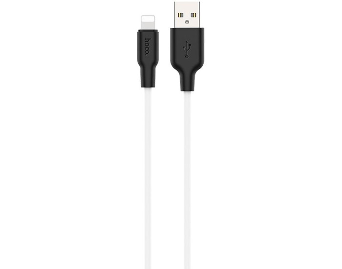 Кабель UBS Hoco X21 Silicone USB to Lightning (2.1A/1m) Black/White