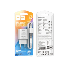 Мережеве зарядний пристрій Hoco C134A Solid single-port charger з кабелем Lightning (1USB-A/ 12W) White