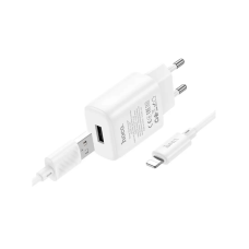 Сетевое зарядное устройство Hoco C134A Solid single-port charger с кабелем Lightning (1USB-A/ 12W) White