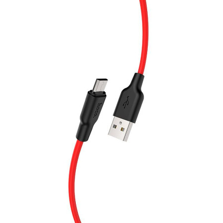 Кабель Hoco X21 Silicone MicroUSB 1m Black / Red