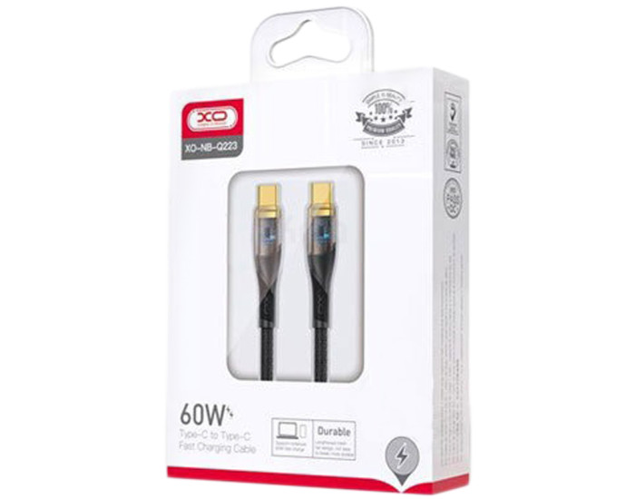 Кабель USB-C XO NB-Q223B Type-C to Type-C (60W/1m) Black