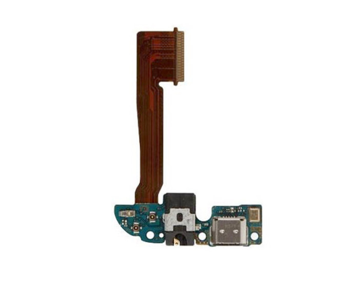 Шлейф для HTC One M8 Dual SIM, One M8e, коннектора зарядки, с микрофоном, с компонентами