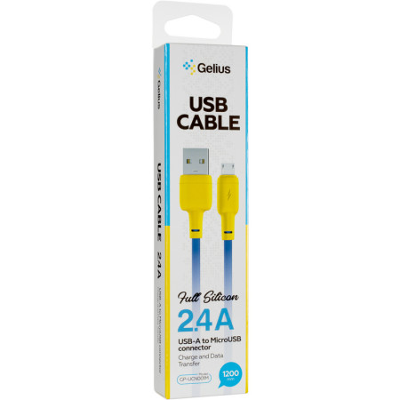 Кабель USB Gelius Full Silicon GP-UCN001M MicroUSB Yellow/Blue