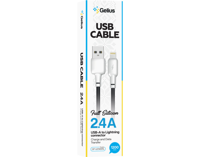 Кабель USB Gelius Full Silicon USB to Lightning (GP-UCN001L) Black/White
