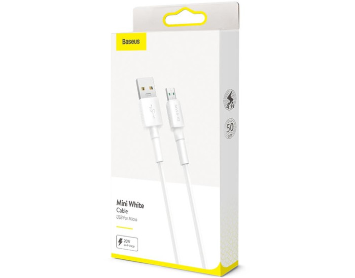 Кабель USB Baseus USB to Micro (3A/0.5m) White (CAMSW-C02)