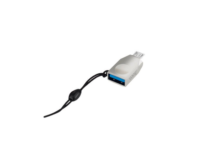 Переходник OTG Hoco UA10 Micro to USB, Pearl Nickel