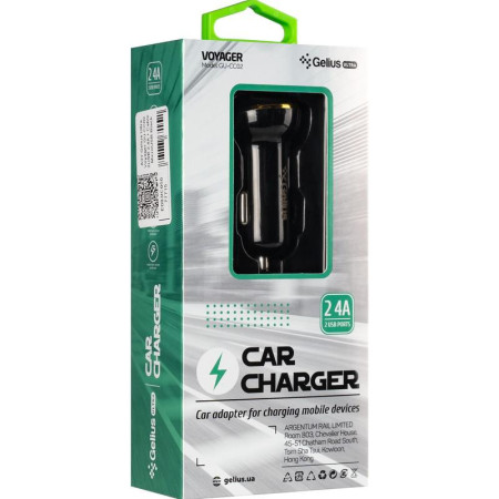 Автомобильное зарядное устройство Gelius Ultra Voyager (GU-CC02 2USB 2.4A)(Черный / Black)