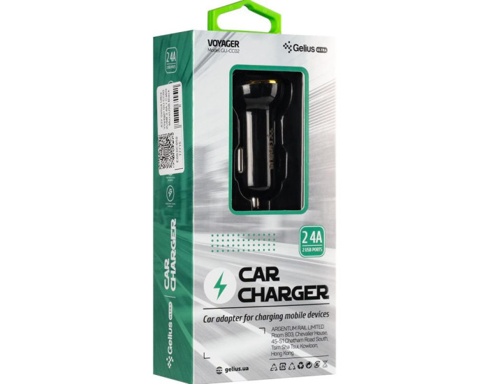 Автомобильное зарядное устройство Gelius Ultra Voyager (GU-CC02 2USB 2.4A)(Черный / Black)