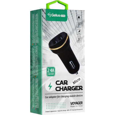 Автомобильное зарядное устройство Gelius Ultra Voyager (GU-CC02 2USB 2.4A)(Черный / Black)