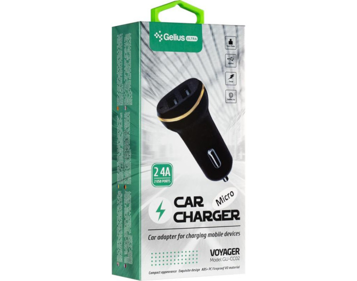Автомобильное зарядное устройство Gelius Ultra Voyager (GU-CC02 2USB 2.4A)(Черный / Black)