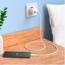 Мережеве зарядний пристрій Hoco C106A Leisure (1USB/2,1A) з кабелем Micro Білий