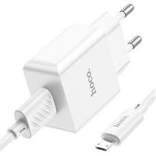 Мережеве зарядний пристрій Hoco C106A Leisure (1USB/2,1A) з кабелем Micro Білий