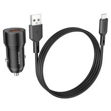 Автомобільне зарядний пристрій Borofone (BZ19A) Wisdom QC3.0 з кабелем Type-C Black
