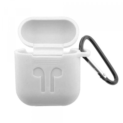 Чохол для AirPods LOGO 2в1 (+ карабін) White