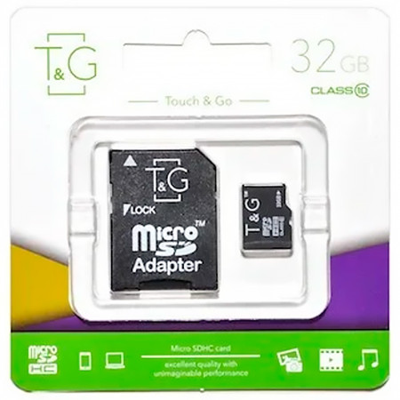 Карта памяти microSDHC 32Gb T&G (UHS-1)(Class 10) + Adapter SD