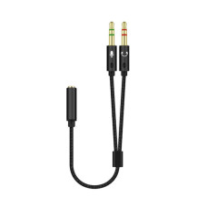 AUX-переходник KIM KY-192 4pin 3.5 Jack - 2x3.5 Jack (F-M) аудіо + Мікрофон 0.2 м