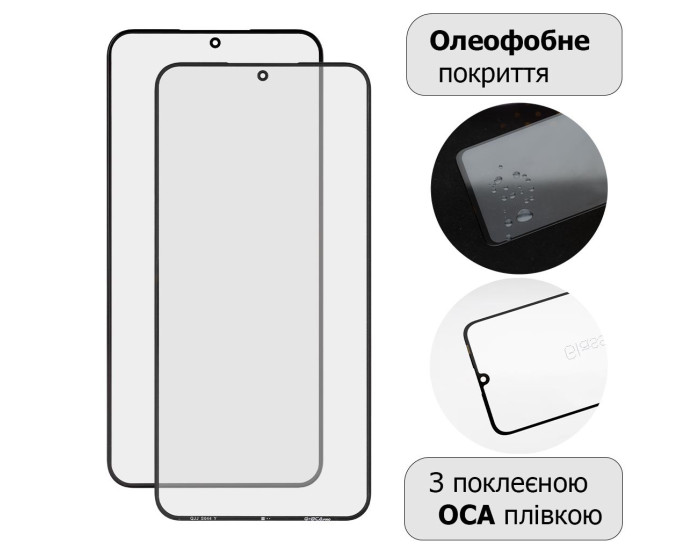 Стекло фронтальное с OCA-пленкой для Samsung S906 S22 Plus, черное 