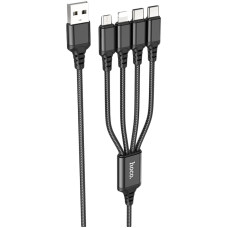 Кабель USB Hoco X76 4in1 Super Charging Cable (Type-C+Type-C+iPhone+Micro) 1m (Чорний \ Black)