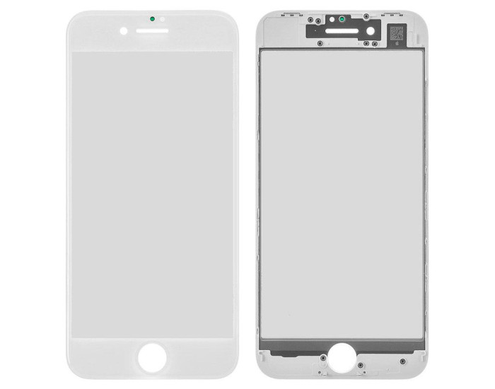 Скло фронтальне c OCA-пленкой iPhone 8 /SE 2020 /SE 2022, біле з рамкою