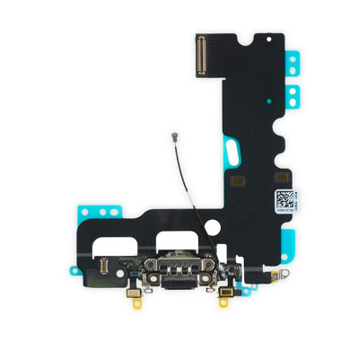 Шлейф для iPhone 7, конектора навушників, конектора зарядки, з мікрофоном, чорний