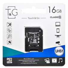 Карта памяти microSDHC 16Gb T&G (UHS-1)(Class 10) + Adapter SD