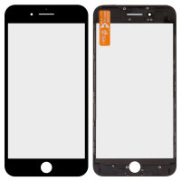 Стекло фронтальное c OCA-пленкой iPhone 7 Plus, черное с рамкой (Класс А)