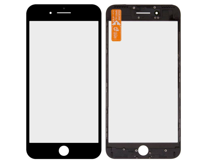 Стекло фронтальное c OCA-пленкой iPhone 7 Plus, черное с рамкой