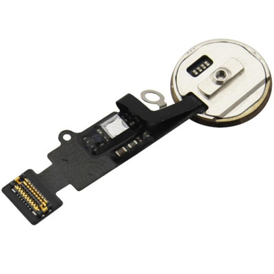 Шлейф для iPhone 7, iPhone 7 Plus, iPhone 8, iPhone 8 Plus, кнопки Home, чорний, з пластиком, без сканера