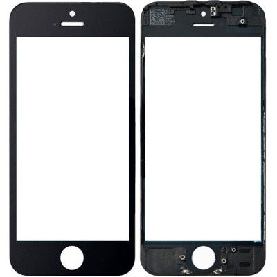 Скло фронтальне c OCA-пленкой iPhone 5G, чорне з рамкою
