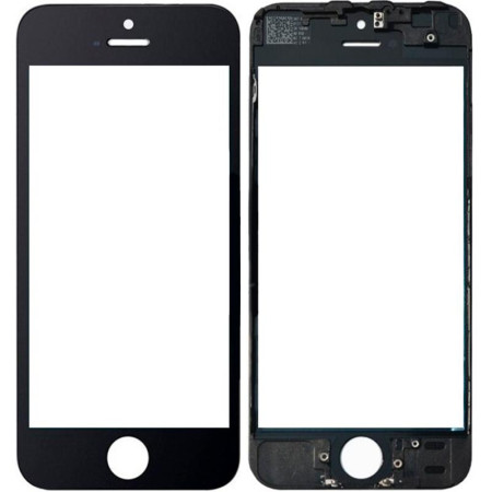 Стекло фронтальное c OCA-пленкой iPhone 5G, черное с рамкой (Класс B)