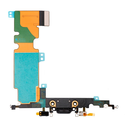 Шлейф для iPhone 8 Plus, конектора зарядки, чорний