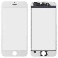 Стекло фронтальное c OCA-пленкой iPhone 6G, белое с рамкой (Класс А)