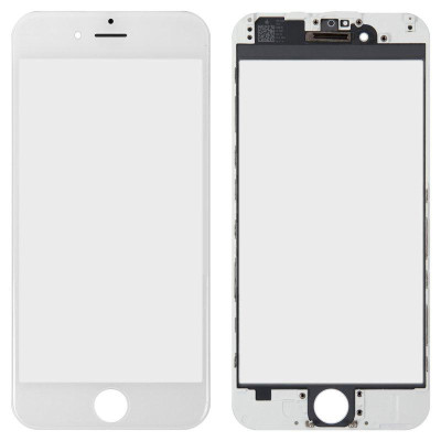 Скло фронтальне c OCA-пленкой iPhone 6G, біле з рамкою
