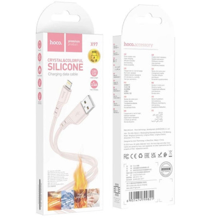 Кабель Hoco X97 Crystal color Silicone Lightning (1m) Белый