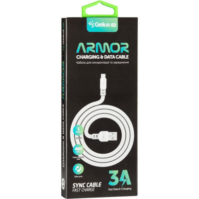 Кабель USB Gelius Pro Armor Type-C (Белый / White)