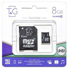 Карта памяти microSDHC 8Gb T&G (UHS-1)(Class 10) + Adapter SD