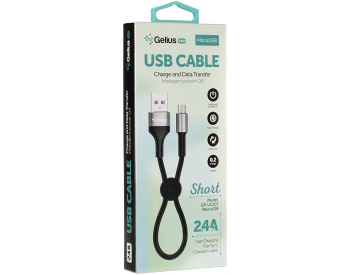 Кабель USB Gelius Pro Short USB to Micro (0.2m) Black (GP-UC107)